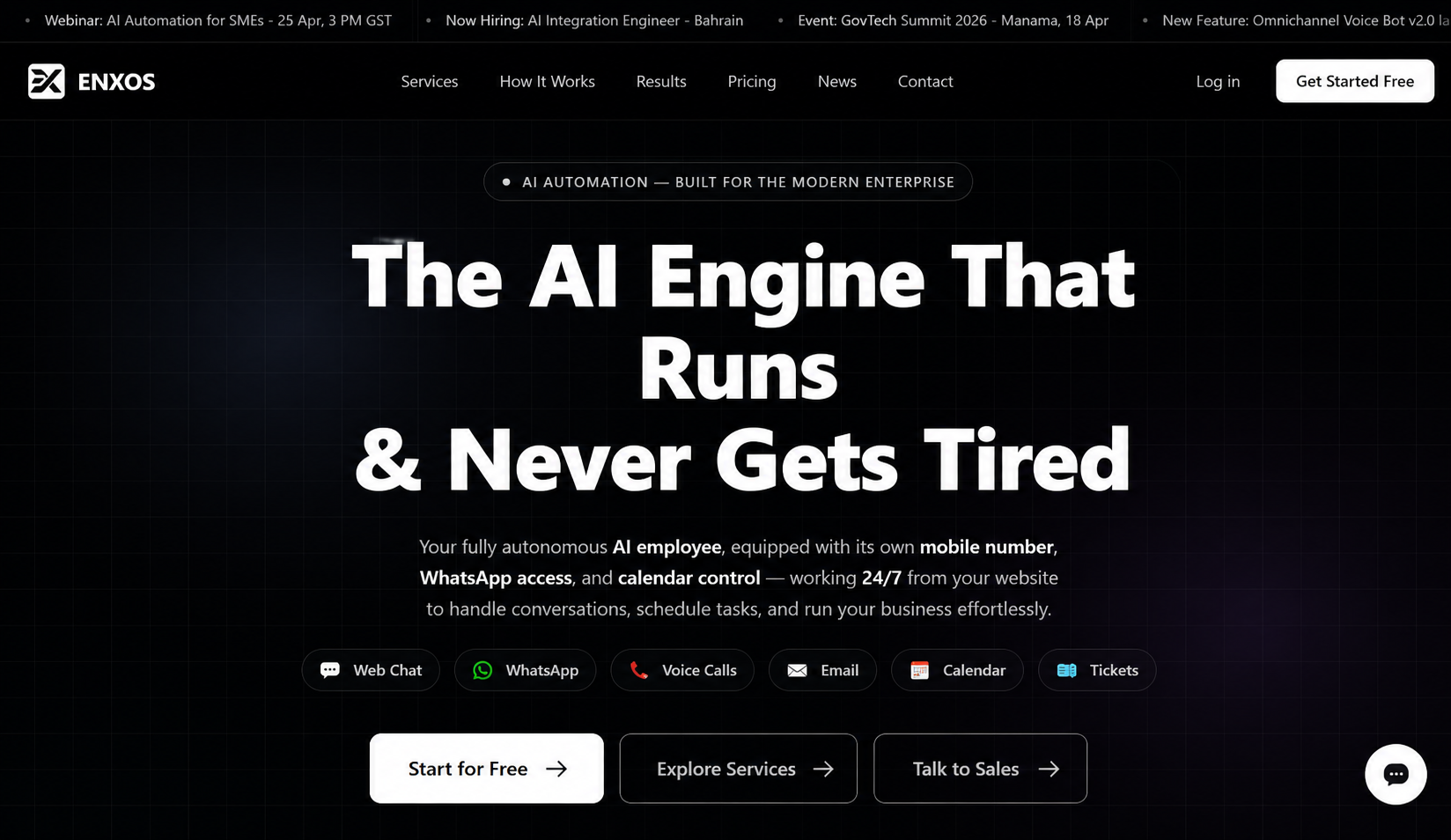 ENXOS AI hero section