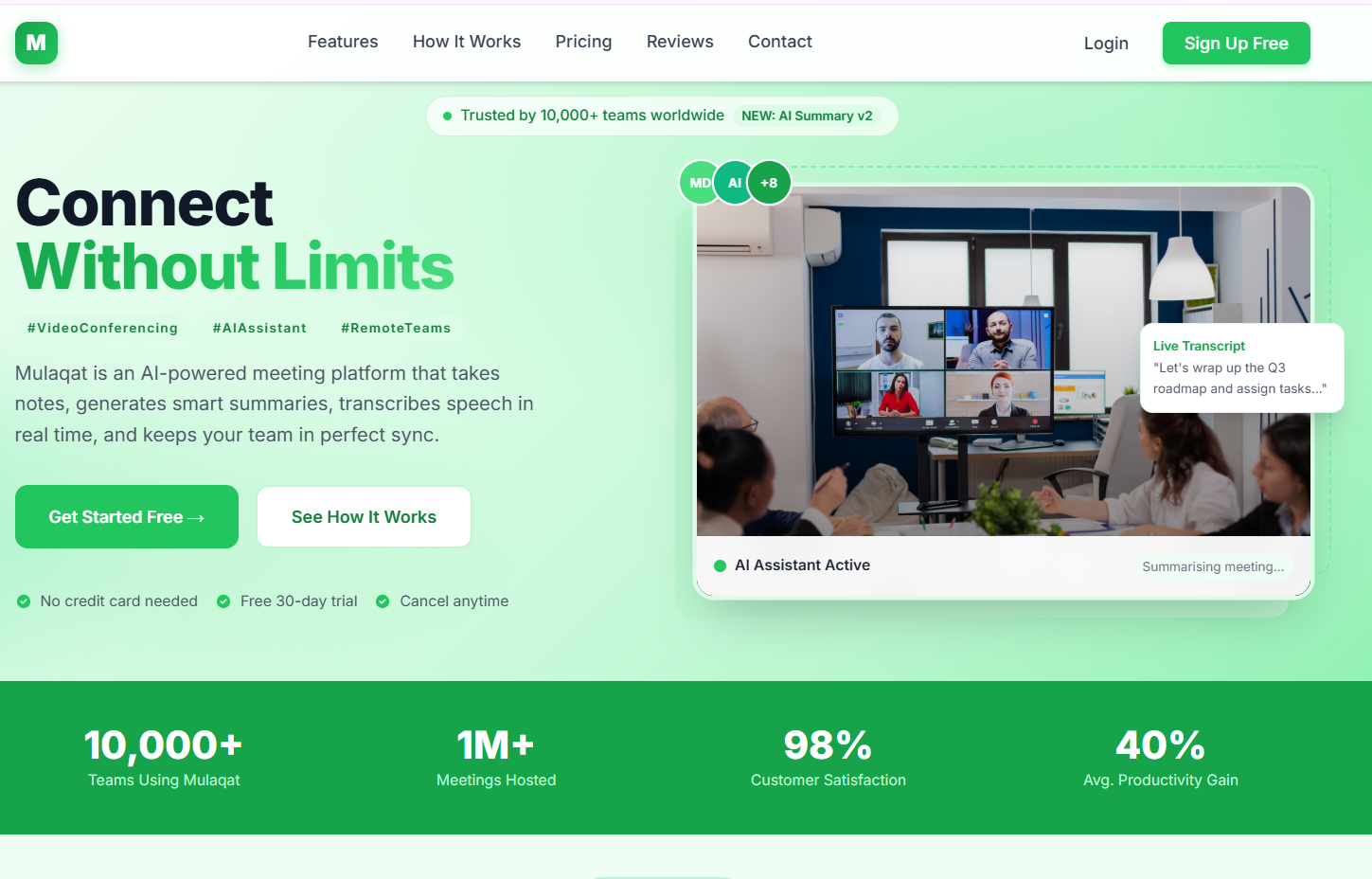 Mulaqat — Connect Without Limits landing page